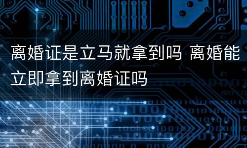 离婚证是立马就拿到吗 离婚能立即拿到离婚证吗