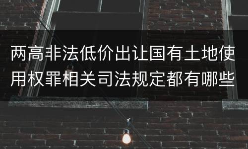 两高非法低价出让国有土地使用权罪相关司法规定都有哪些