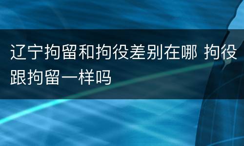 辽宁拘留和拘役差别在哪 拘役跟拘留一样吗