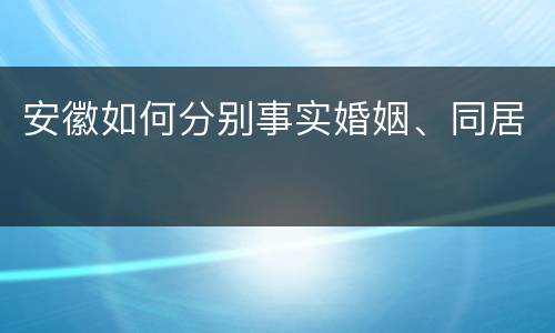 安徽如何分别事实婚姻、同居