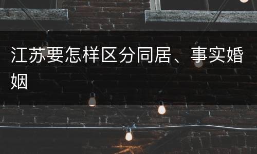 江苏要怎样区分同居、事实婚姻