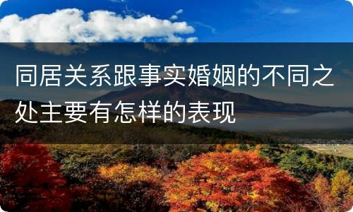 同居关系跟事实婚姻的不同之处主要有怎样的表现