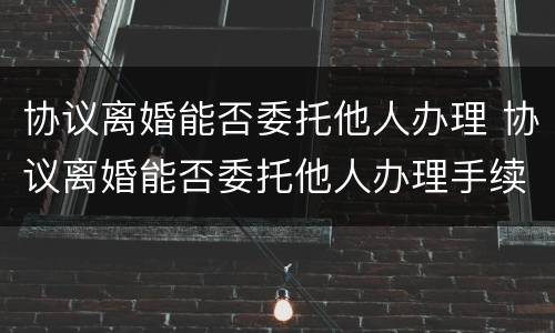 协议离婚能否委托他人办理 协议离婚能否委托他人办理手续