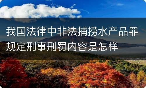 我国法律中非法捕捞水产品罪规定刑事刑罚内容是怎样