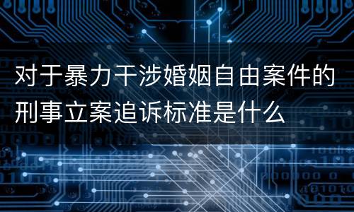 对于暴力干涉婚姻自由案件的刑事立案追诉标准是什么