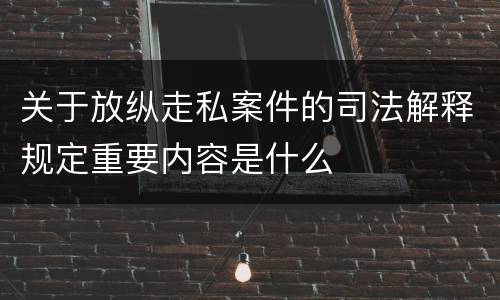 关于放纵走私案件的司法解释规定重要内容是什么