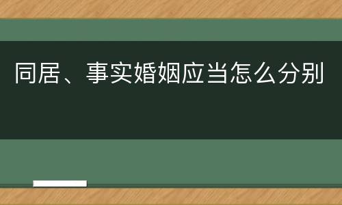 同居、事实婚姻应当怎么分别