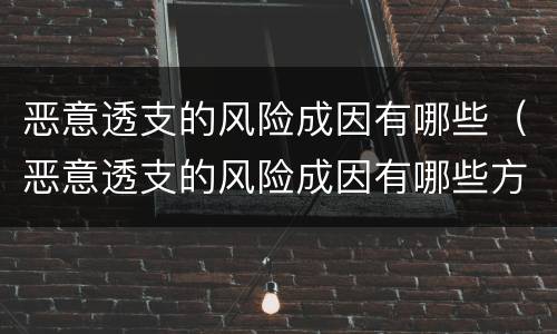 恶意透支的风险成因有哪些（恶意透支的风险成因有哪些方面）