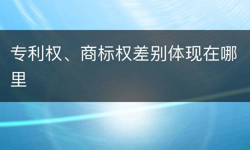 专利权、商标权差别体现在哪里