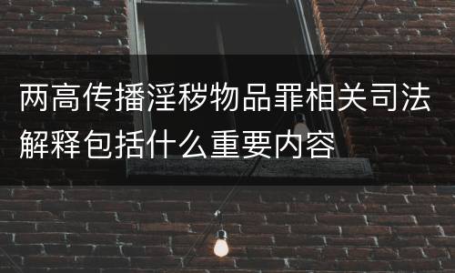 两高传播淫秽物品罪相关司法解释包括什么重要内容