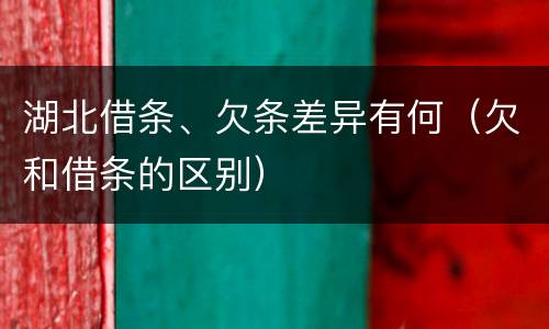 湖北借条、欠条差异有何（欠和借条的区别）