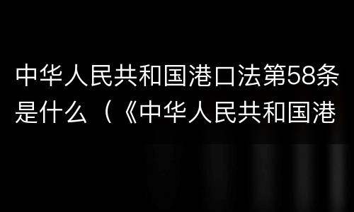 中华人民共和国港口法第58条是什么（《中华人民共和国港口法》）