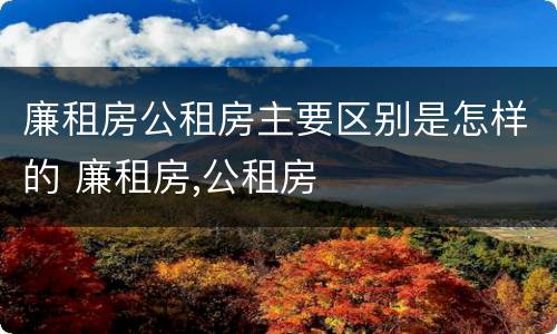 廉租房公租房主要区别是怎样的 廉租房,公租房