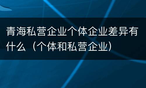 青海私营企业个体企业差异有什么（个体和私营企业）