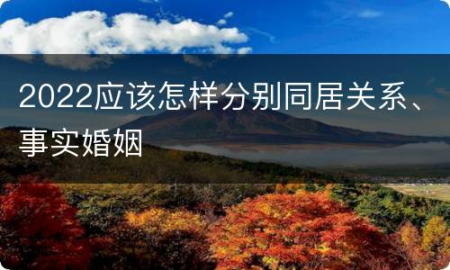 2022应该怎样分别同居关系、事实婚姻