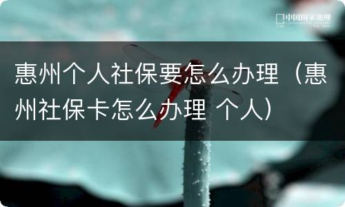 惠州个人社保要怎么办理（惠州社保卡怎么办理 个人）