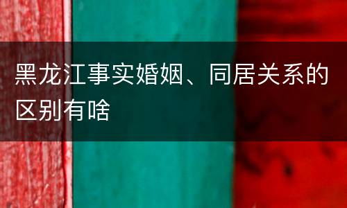 黑龙江事实婚姻、同居关系的区别有啥