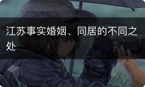 江苏事实婚姻、同居的不同之处