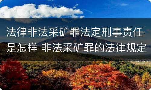法律非法采矿罪法定刑事责任是怎样 非法采矿罪的法律规定