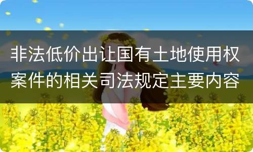 非法低价出让国有土地使用权案件的相关司法规定主要内容包括什么