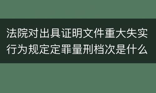 法院对出具证明文件重大失实行为规定定罪量刑档次是什么样