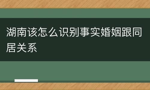 湖南该怎么识别事实婚姻跟同居关系