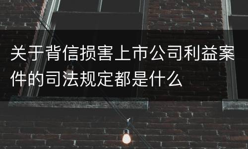 关于背信损害上市公司利益案件的司法规定都是什么