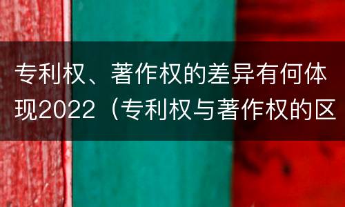 专利权、著作权的差异有何体现2022（专利权与著作权的区别与联系）