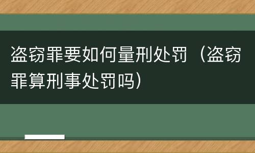 盗窃罪要如何量刑处罚（盗窃罪算刑事处罚吗）