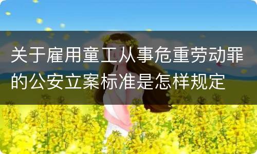 关于雇用童工从事危重劳动罪的公安立案标准是怎样规定