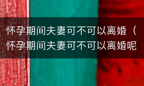 怀孕期间夫妻可不可以离婚（怀孕期间夫妻可不可以离婚呢）