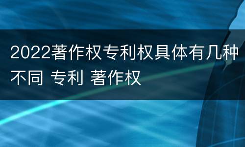 2022著作权专利权具体有几种不同 专利 著作权