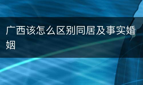 广西该怎么区别同居及事实婚姻
