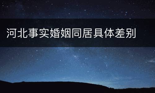河北事实婚姻同居具体差别