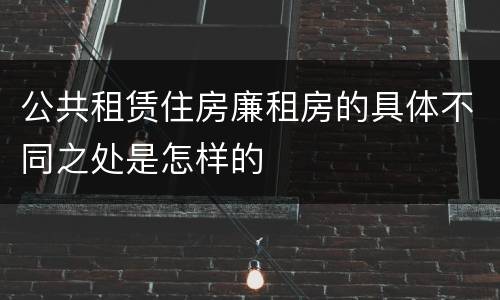 公共租赁住房廉租房的具体不同之处是怎样的