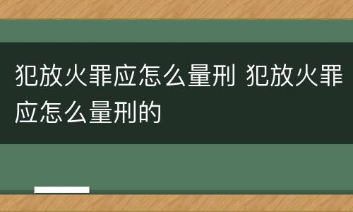 犯放火罪应怎么量刑 犯放火罪应怎么量刑的