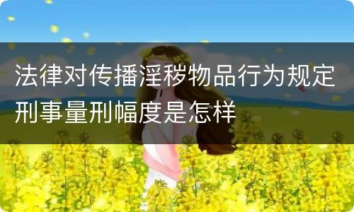 法律对传播淫秽物品行为规定刑事量刑幅度是怎样