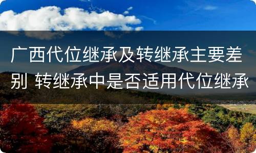 广西代位继承及转继承主要差别 转继承中是否适用代位继承