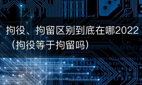 拘役、拘留区别到底在哪2022（拘役等于拘留吗）