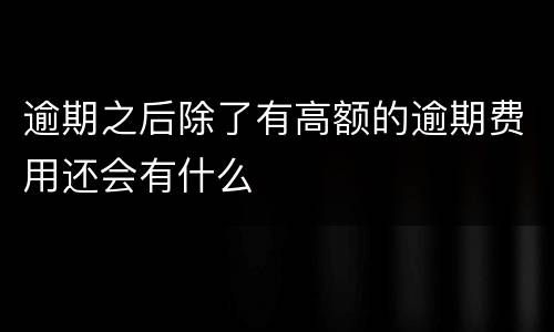 逾期之后除了有高额的逾期费用还会有什么