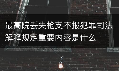 最高院丢失枪支不报犯罪司法解释规定重要内容是什么
