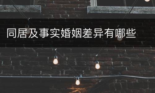 同居及事实婚姻差异有哪些