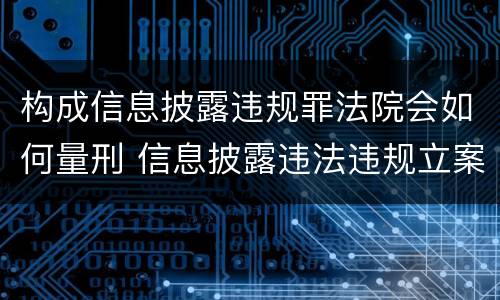构成信息披露违规罪法院会如何量刑 信息披露违法违规立案严重吗