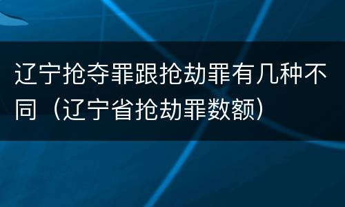 辽宁抢夺罪跟抢劫罪有几种不同（辽宁省抢劫罪数额）