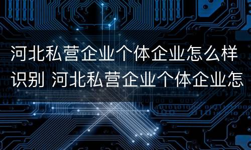 河北私营企业个体企业怎么样识别 河北私营企业个体企业怎么样识别的