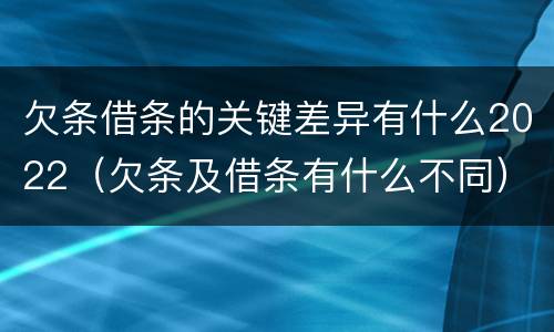 欠条借条的关键差异有什么2022（欠条及借条有什么不同）
