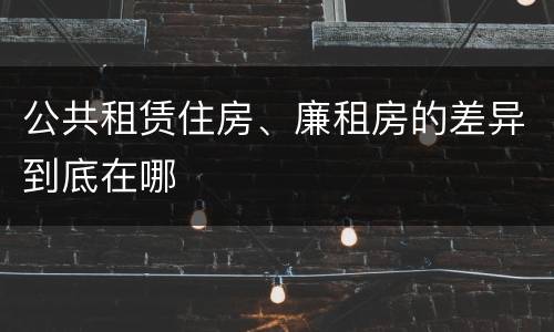 公共租赁住房、廉租房的差异到底在哪