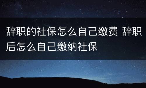 辞职的社保怎么自己缴费 辞职后怎么自己缴纳社保