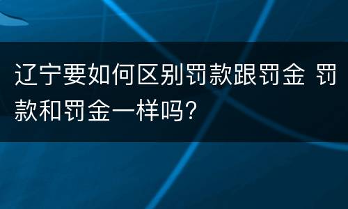 辽宁要如何区别罚款跟罚金 罚款和罚金一样吗?