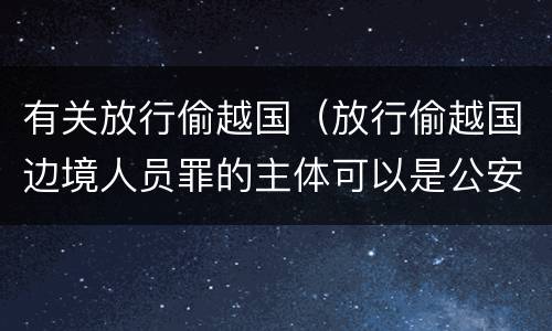 有关放行偷越国（放行偷越国边境人员罪的主体可以是公安民警吗）